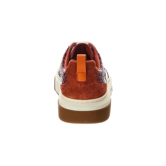 Ferragamo Cassina Croc-Embossed Leather Sandal, Brown
